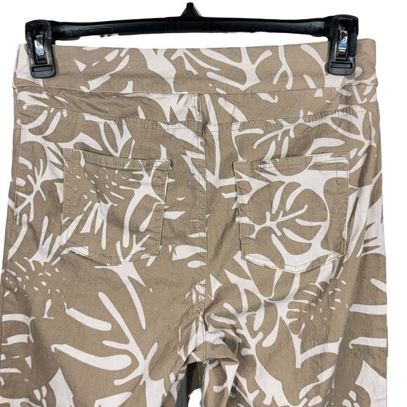 Soft Surroundings Medium Ankle Legging Pants Natural Palms Stretch Pull-On Tan - Picture 4 of 7